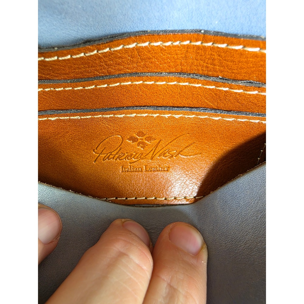 Patricia Nash Italian Leather Crossbody Bag Distressed Tan Blue Buckle Accent - Picture 11 of 16